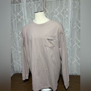 Carhartt Men's Long Sleeve Tee tan 28”p2p 35”L Carhartt EST 1889 pocket & back